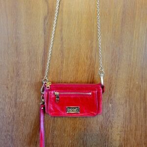 Badgley Mischka Red Chain  Mini Crossbody Purse Handbag